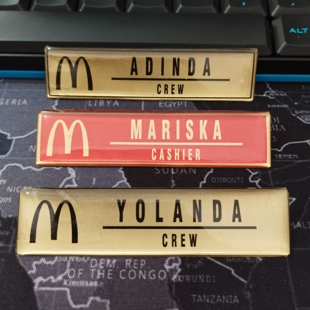

Papan nama custom MCD / nametag MCD minmal order 2 buah [ foto asli ]