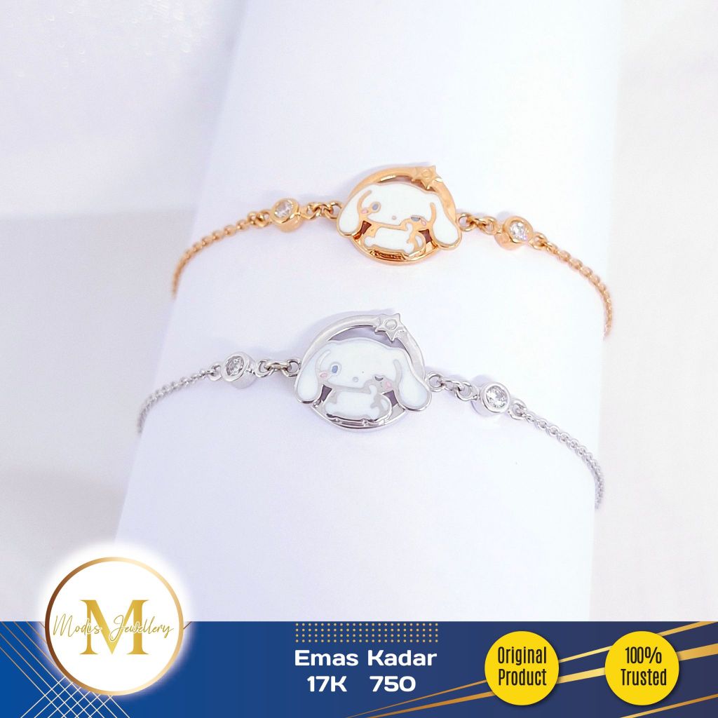 MODIS JEWELLERY - Gelang Anak Cinnamon Roll Putih Rosegold - Emas 17k  750
