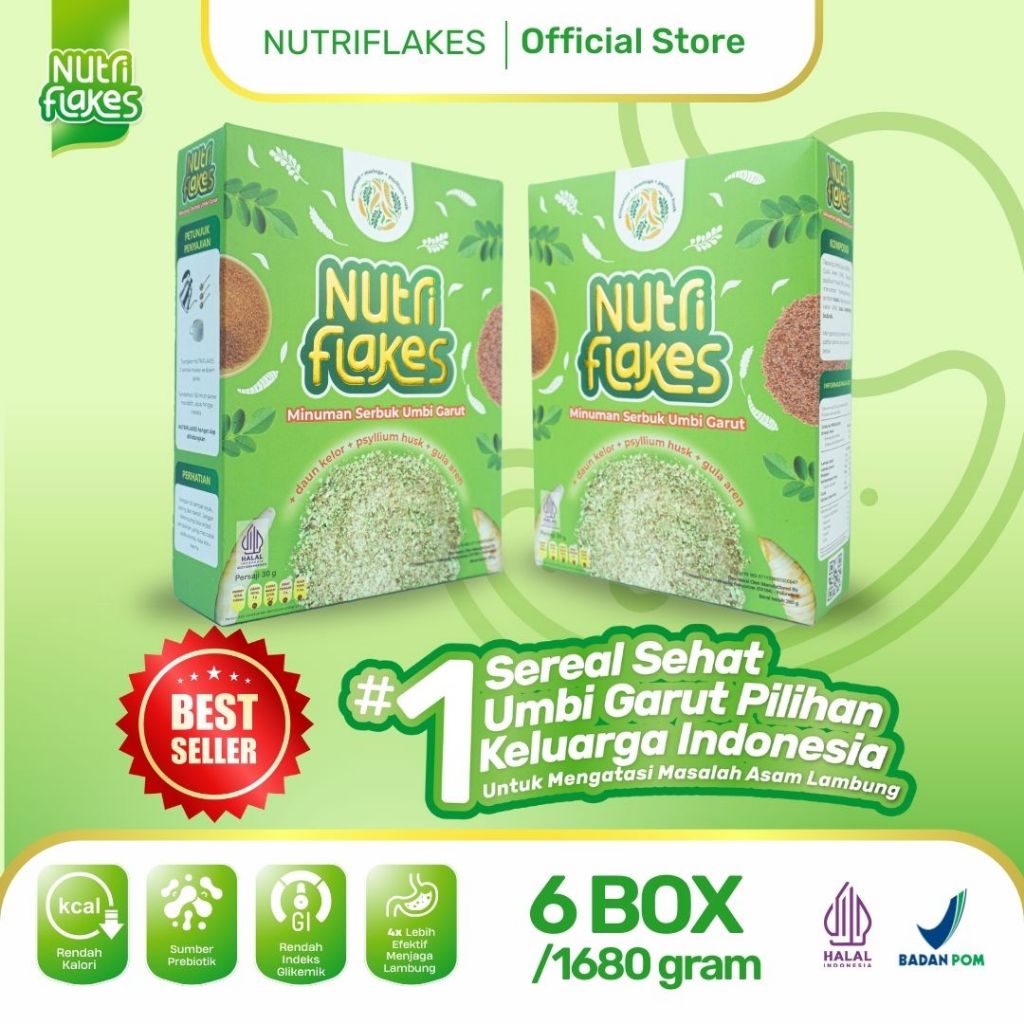 

Nutriflakes Asam Lambung Sereal Umbi Garut Original 6 Box