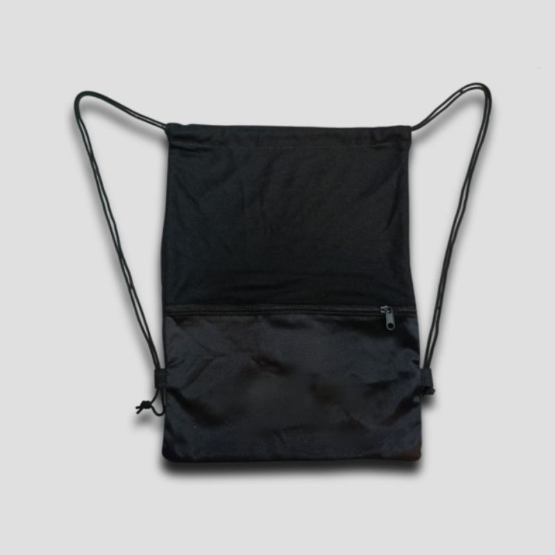 Tas Serut Resleting Tas olahraga Hitam Polos