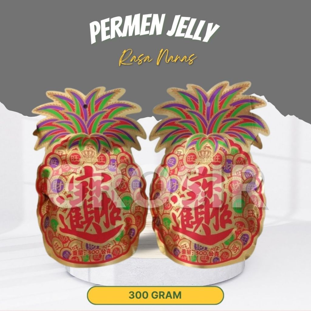 Softcookies_ Permen Jelly Nanas 300Gr / Permen Imlek Aneka Rasa / Permen Imlek Nanas Halal