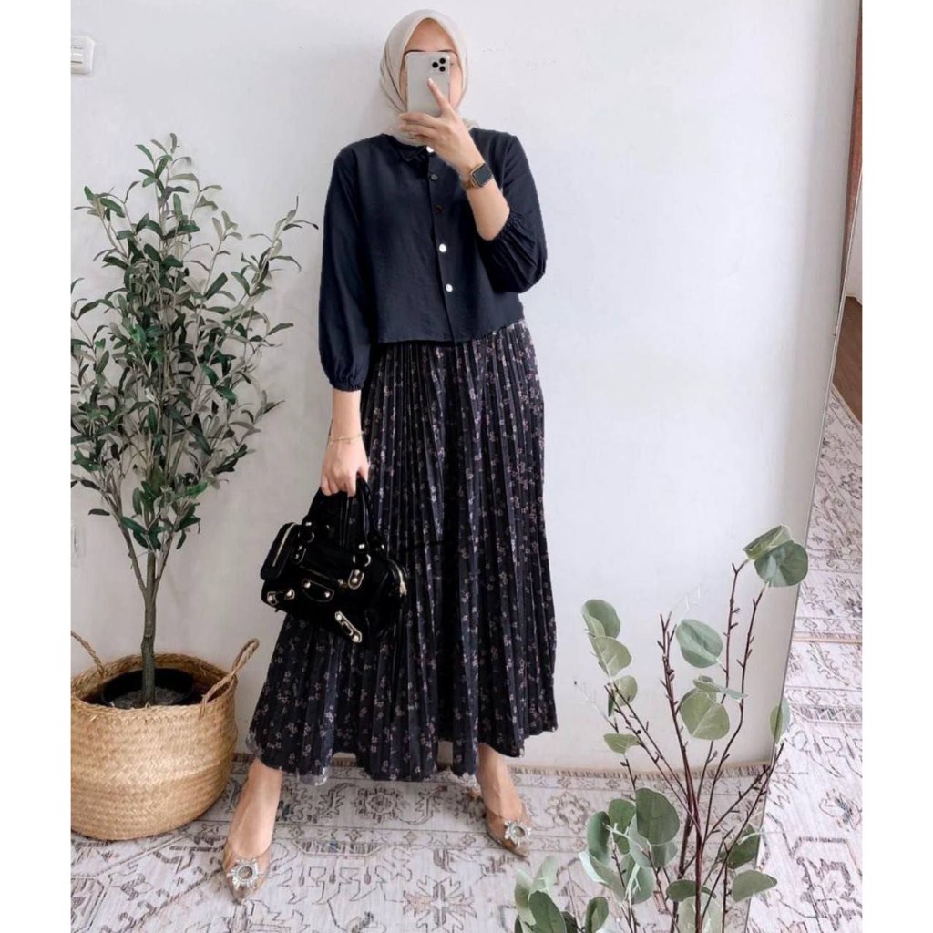 Laris Joyo fashion - Heliza set / setelan wanita rok kringkel kekinian terbaru