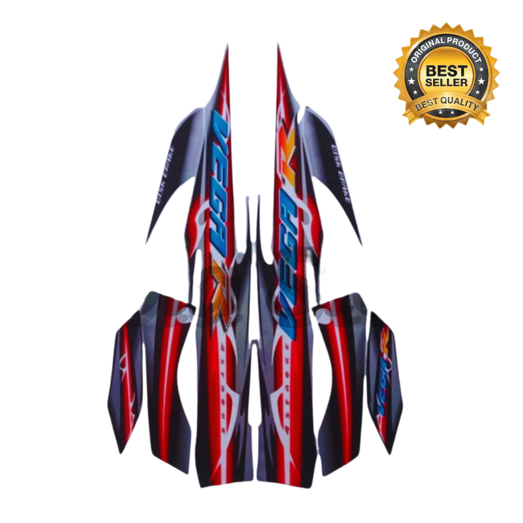 Stiker Striping Yamaha Vega R 2007 Hitam Merah List Stiker Standar Vega New 2007 Berkualitas Terbaik