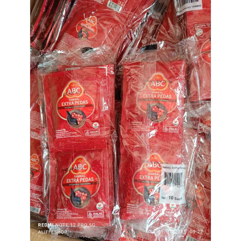 

sambal abc extra pedas 15 gr 1 renceng isi 10 pcs- paket 5 rcg isi 50 pcs