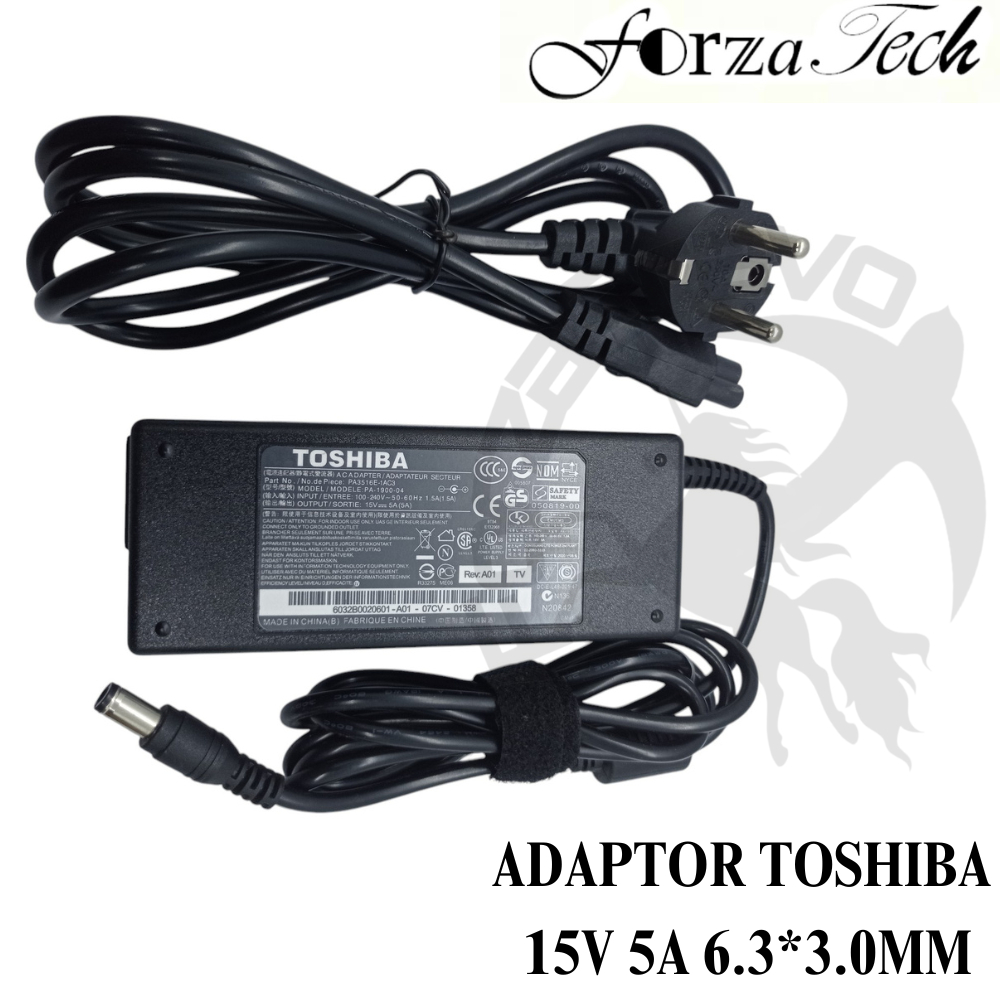 Adaptor Charger Casan Laptop Toshiba Dynabook Satellite B552 B550/B B551/D B552/F 15V 5A 6.3*3.0MM O