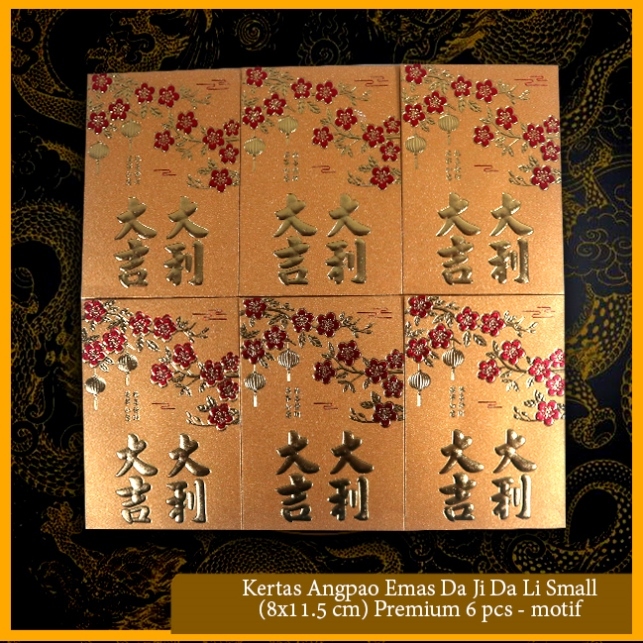 

Kertas Angpao emas Da Ji Da Li Big (9x17 cm) premium 6 pcs - 1 motif