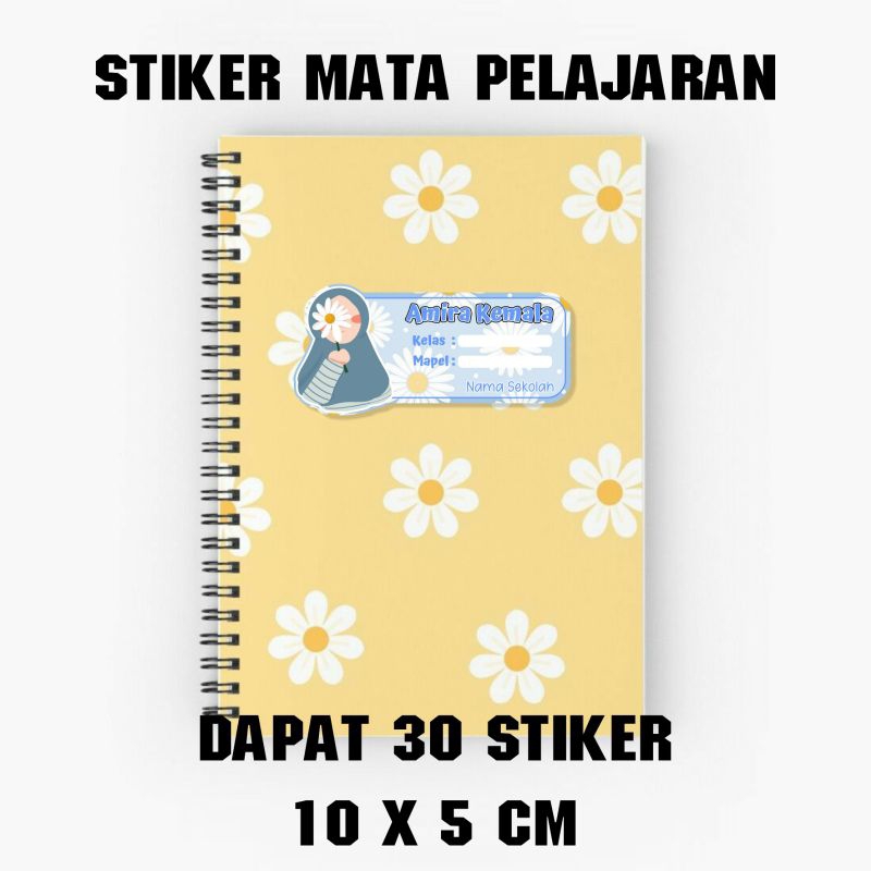 

30 Stiker Mata Pelajaran Custom Nama & Custom Nama Sekolah || 10x5 CM || Cutting Pola