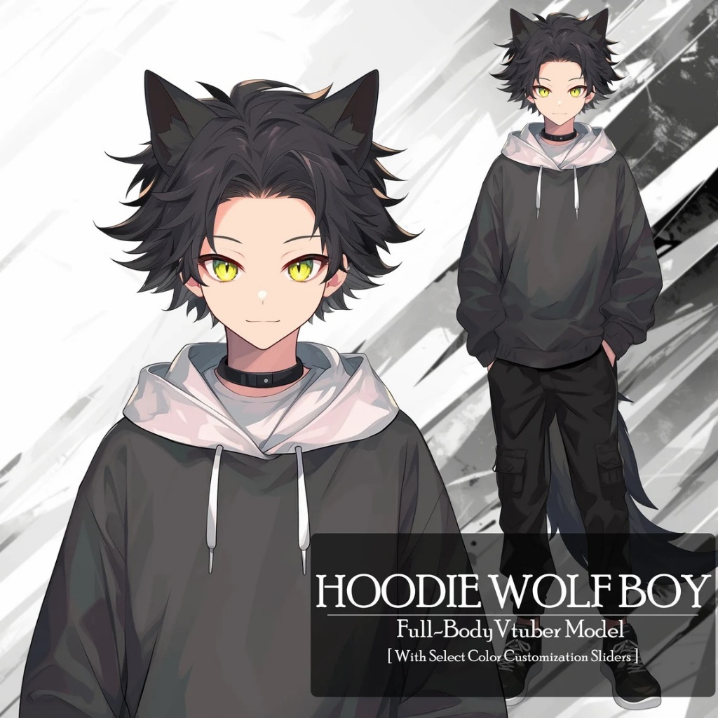 Vtuber / Live2d (Premade & Siap Pakai) - Hoodie Wolf Boy