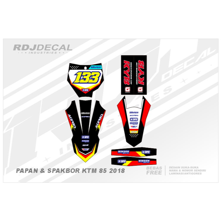 DECAL STICKER PAPAN KTM 85 2018 (008) DEKAL STIKER SPAKBOR DEPAN BELAKANG, ARM & COVER SHOCK NEW 201