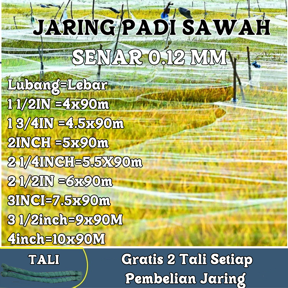 JARING PADI SAWAH SENAR 0.12 JARING BURUNG PIPIT DAN EMPRIT JARING BURING JARING PELINDUNG PADI