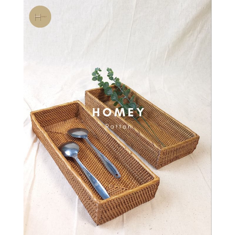 Homey Rattan | VELA TRAY / TEMPAT SENDOK| Nampan Rotan|  Kerajinan Rotan | Rotan asli Lombok