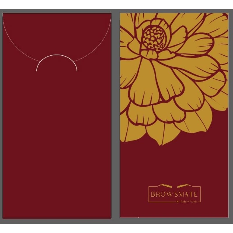 

Custom Amplop Angpao 9x17 Maroon + Foil Gold Doff + Embos