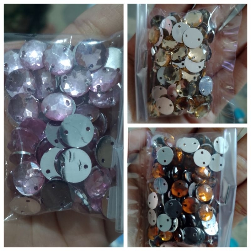 payet diamond jahit / tempel bulat coklat
