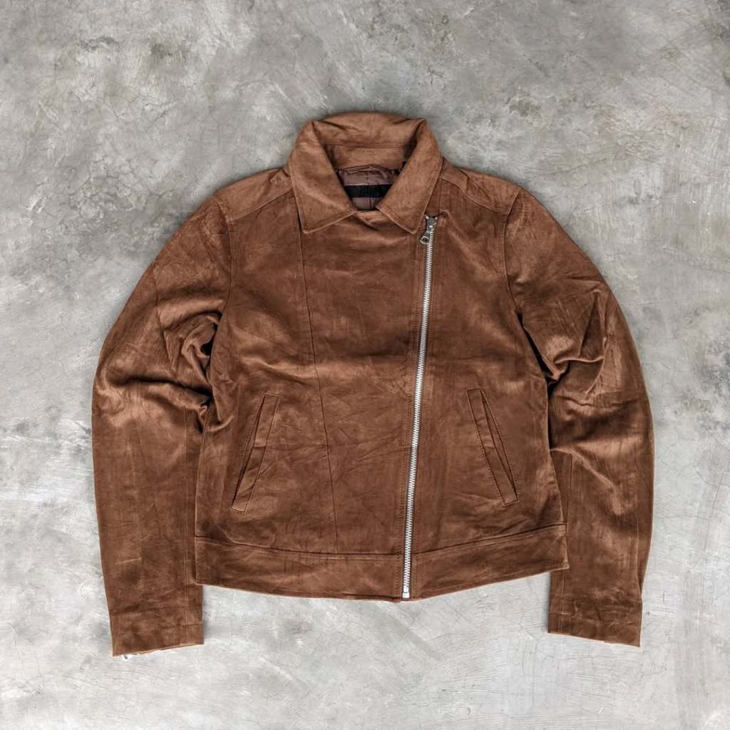 Jaket Kulit Suede Jaket Biker Wanita UNIQLO Original Size M