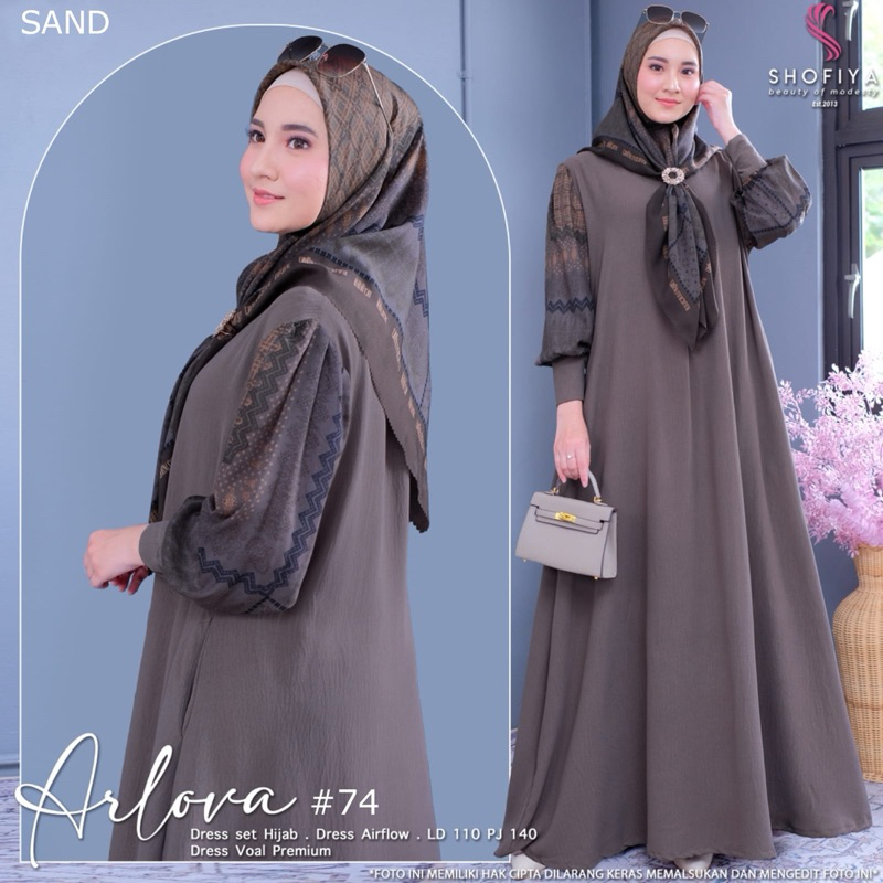 Azzaira Dress gamis set hijab terbaru arlova syari cey airlflow adem