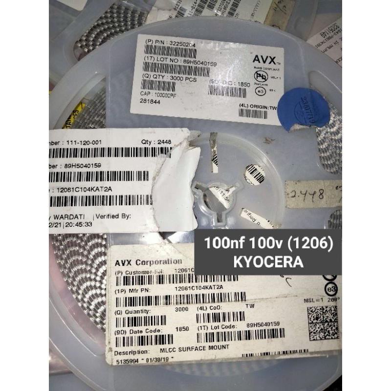 Capasitor 100nf 100v 1206 smd kapasitor smd 1206 (10pcs)