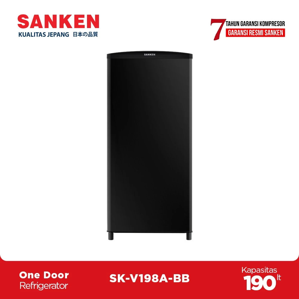 Sanken SK-V198 A-BB Kulkas 1 Pintu Lemari Es Kapasitas 190 Liter Black Garansi Resmi