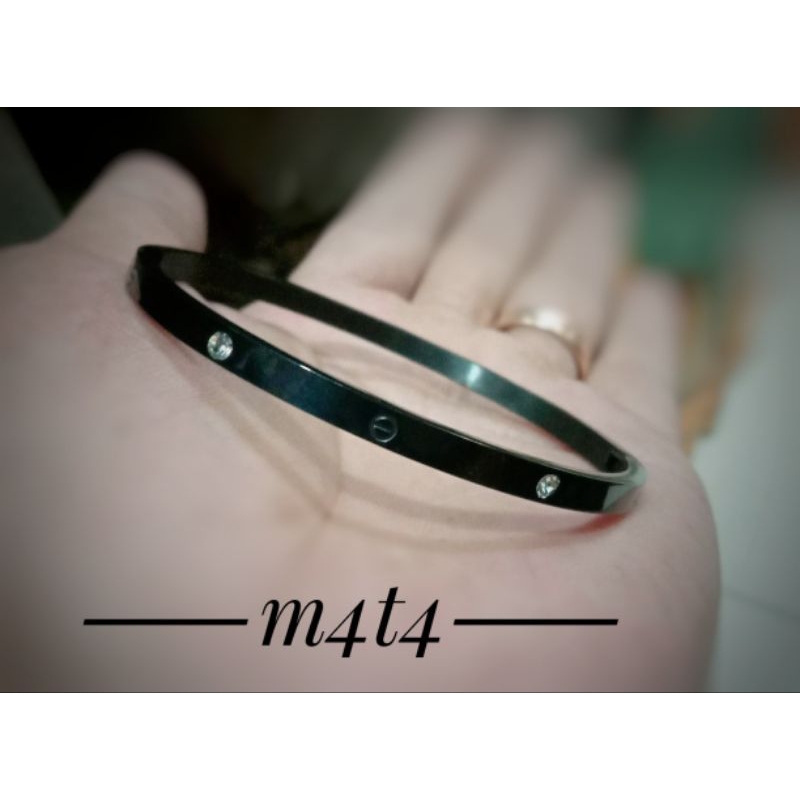 Gelang Titanium Hitam Polos Mata Bukaan Samping anti karat