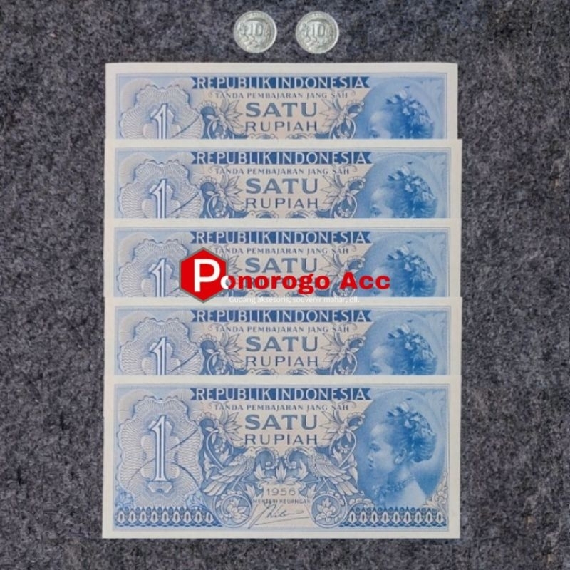 (BAGUS&BARU) Paket uang kuno 25 rupiah kertas dan koin asli Indonesia 1 rupiah suku bangsa th 1956 d
