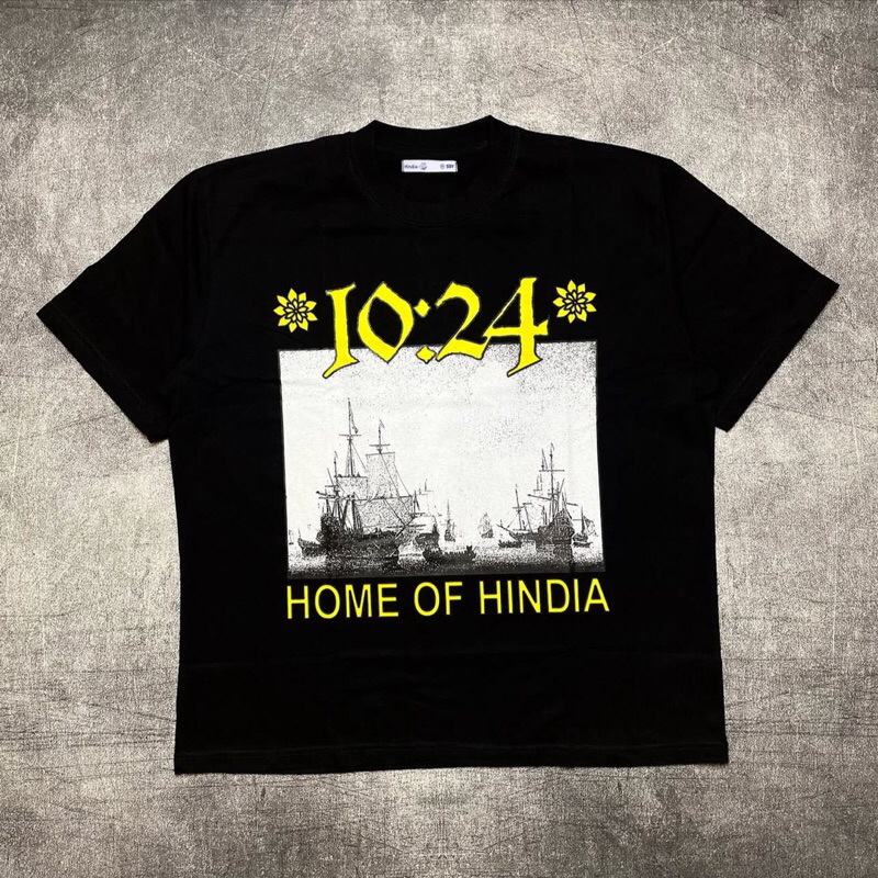Tshirt HINDIA - 1024 Black boxy fit Cotton combed 24s Tebal kaos band HINDIA
