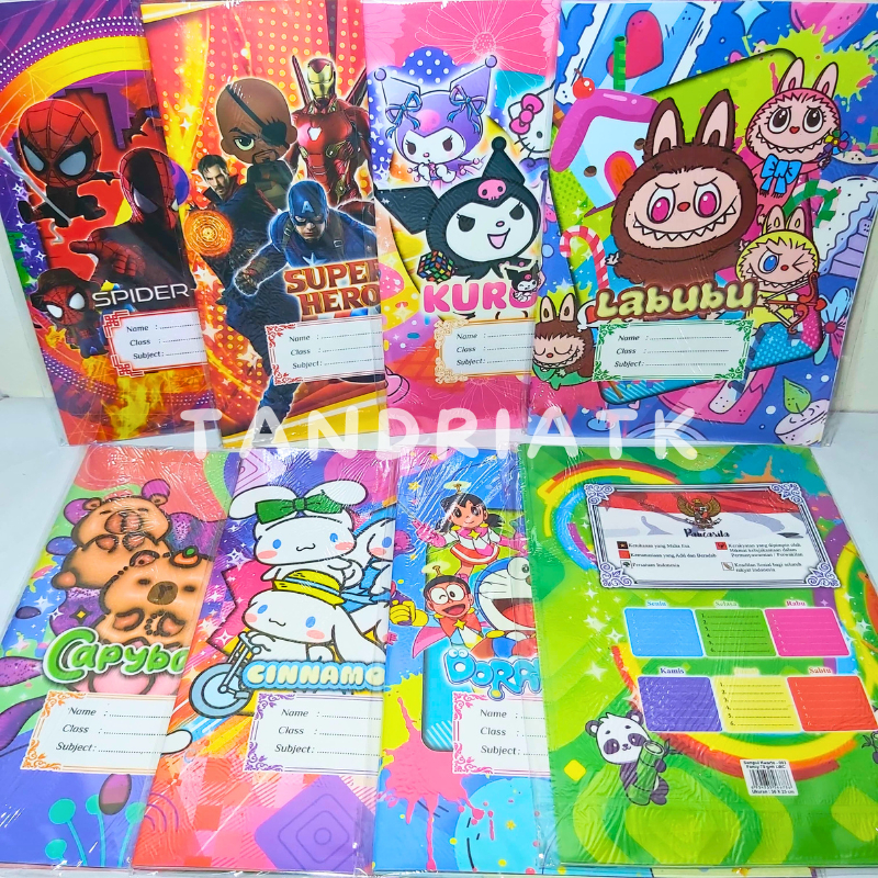 

[1 PAK] 20 Lembar Sampul Buku Kwarto Karakter Fancy 80g 70g Motif Kartun Anak Boy Girl Labubu Kuromoi