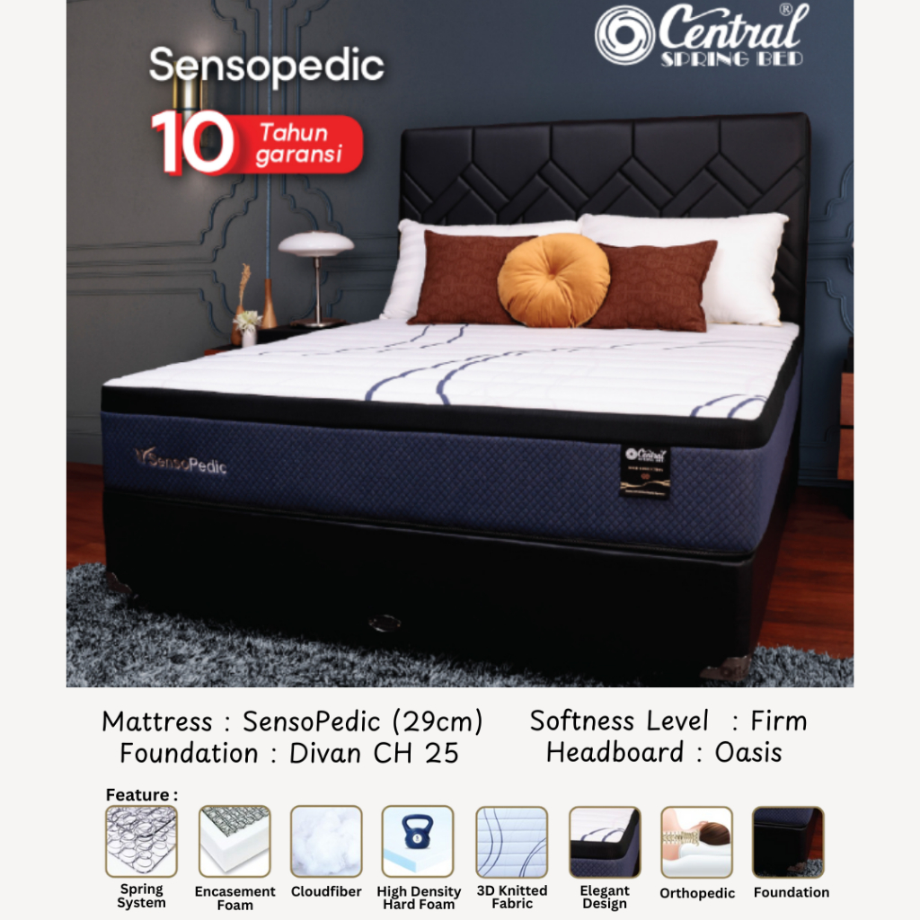 Central Spring Bed SensoPedic (29cm) Divan CH 25 - Griyaspringbed