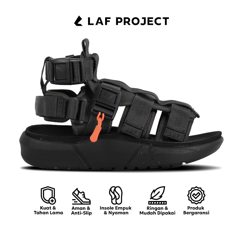 LAF Project - Sandal Traveling Pria Wanita Sendal Casual Hitam - Montagne