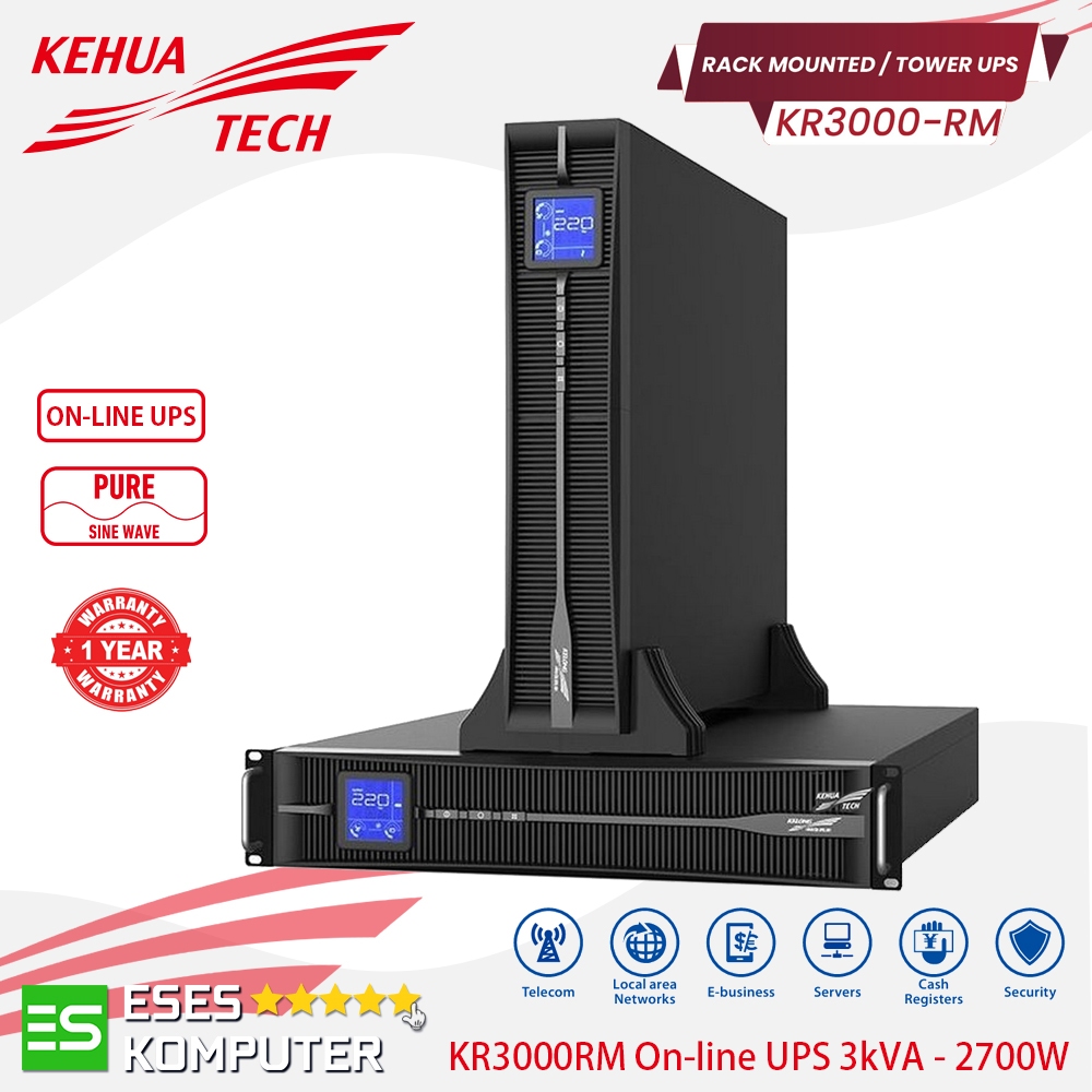 UPS KEHUA TECH KR3000RM 3000VA 3kVA 2700W On-Line UPS | Pure Sine Wave