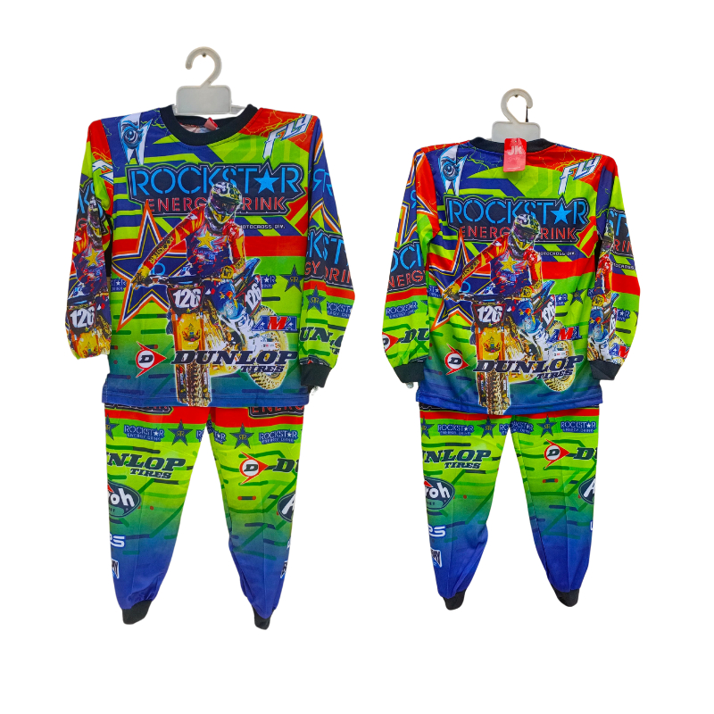 setelan baju kaos olahraga sepeda motor anak laki laki/ baju motorcross anak laki laki