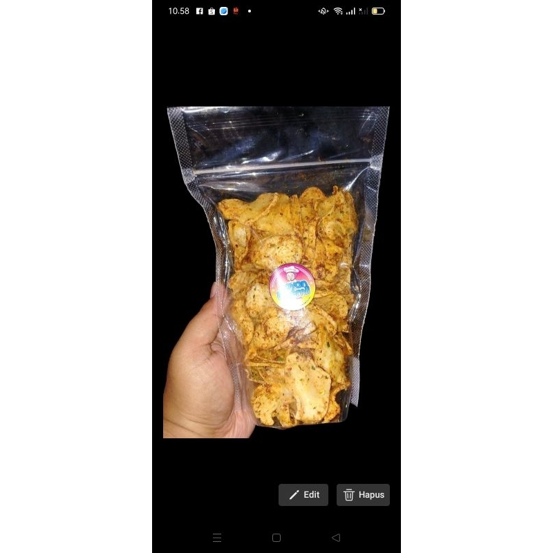 

Basreng chips ukuran 150gr kemasan pouch