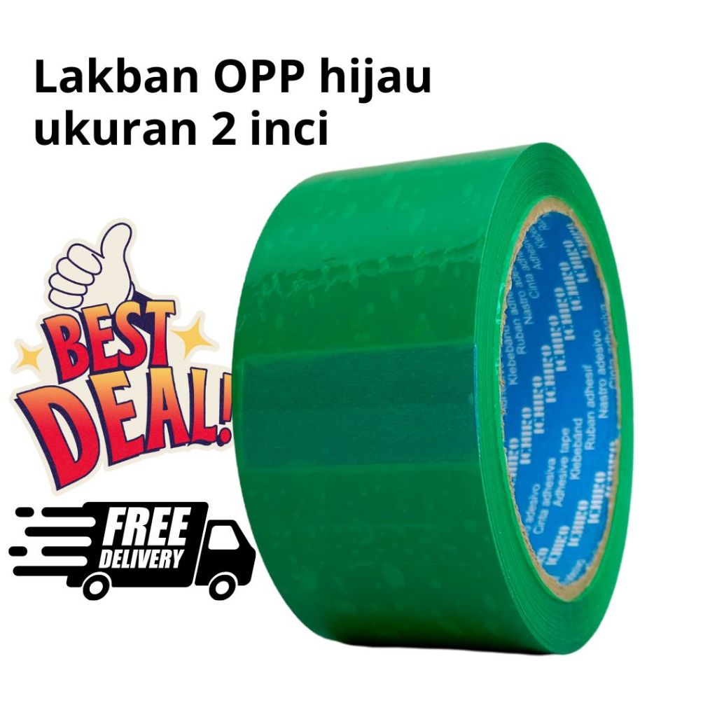 

2 Inci x 72 Lakban warna hijau ICHIRO original 100% isolasi selotip packing plastik