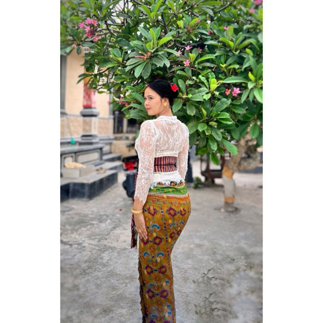 Kamen endek tretes motif palembang set selendang