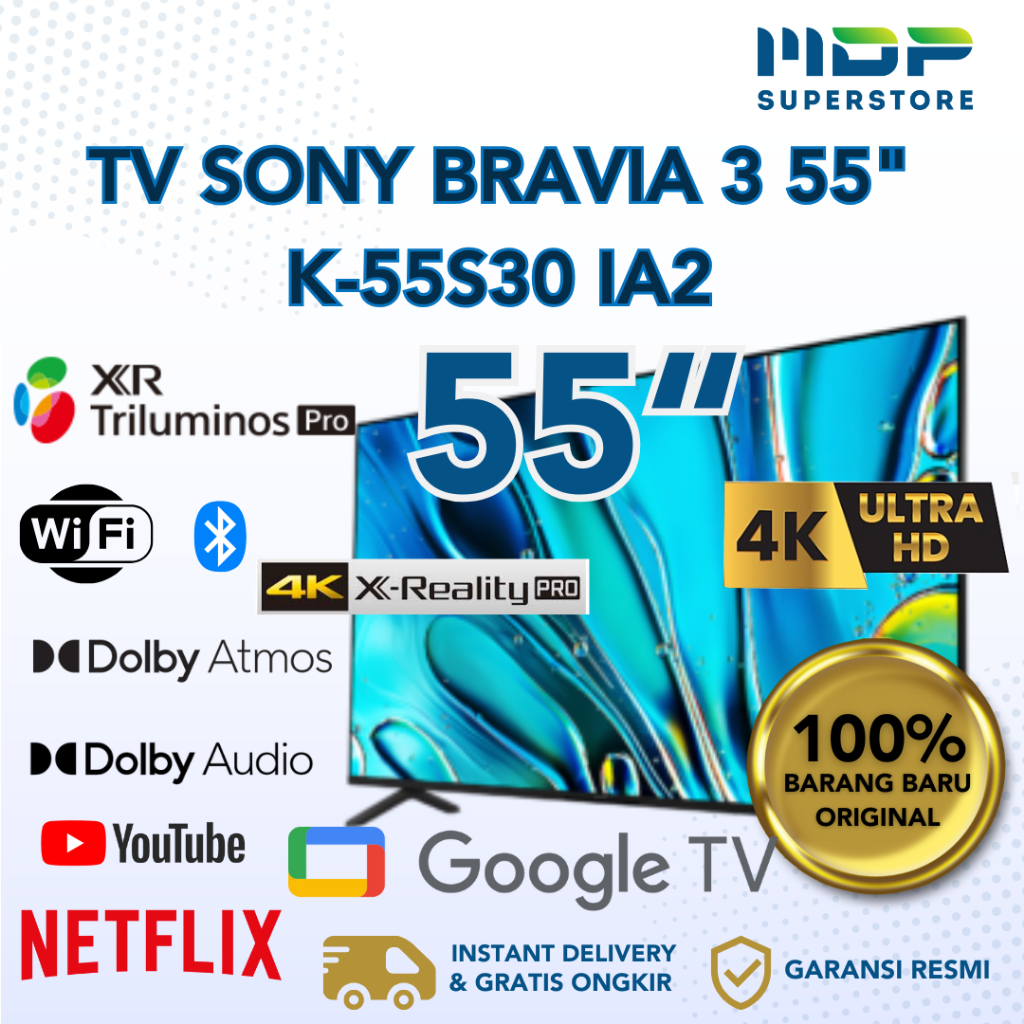 SONY BRAVIA 3 K-55S30 K55S30 55 INCH 4K ULTRA HD GOOGLE TV SONY SMART TV