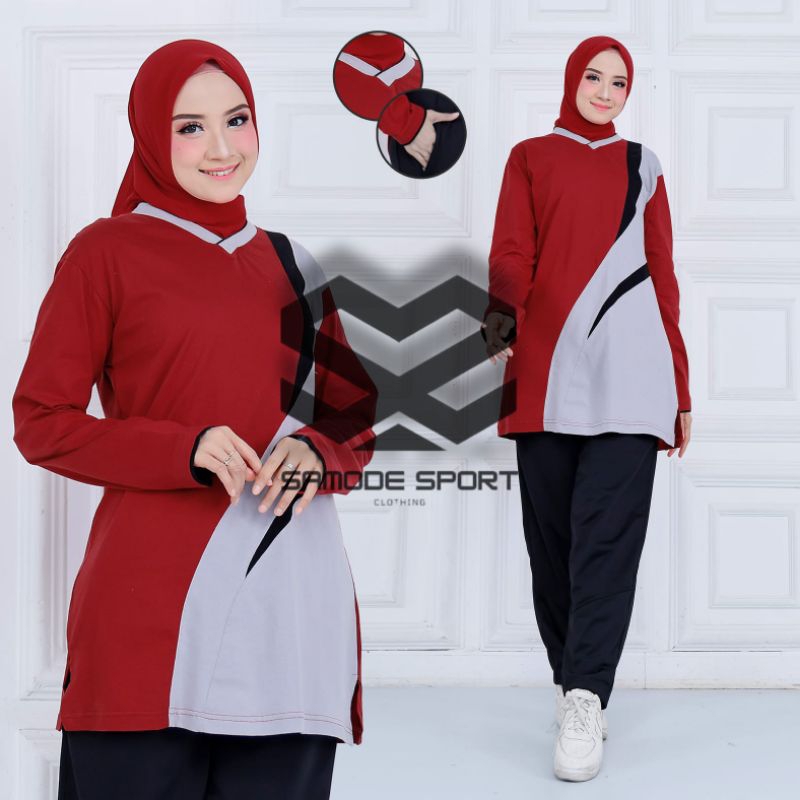 Setelan Baju Olahraga Couple Wanita Terbaru/Setelan Trening Olahraga Wanita Muslim/Seragam Baju Dan 