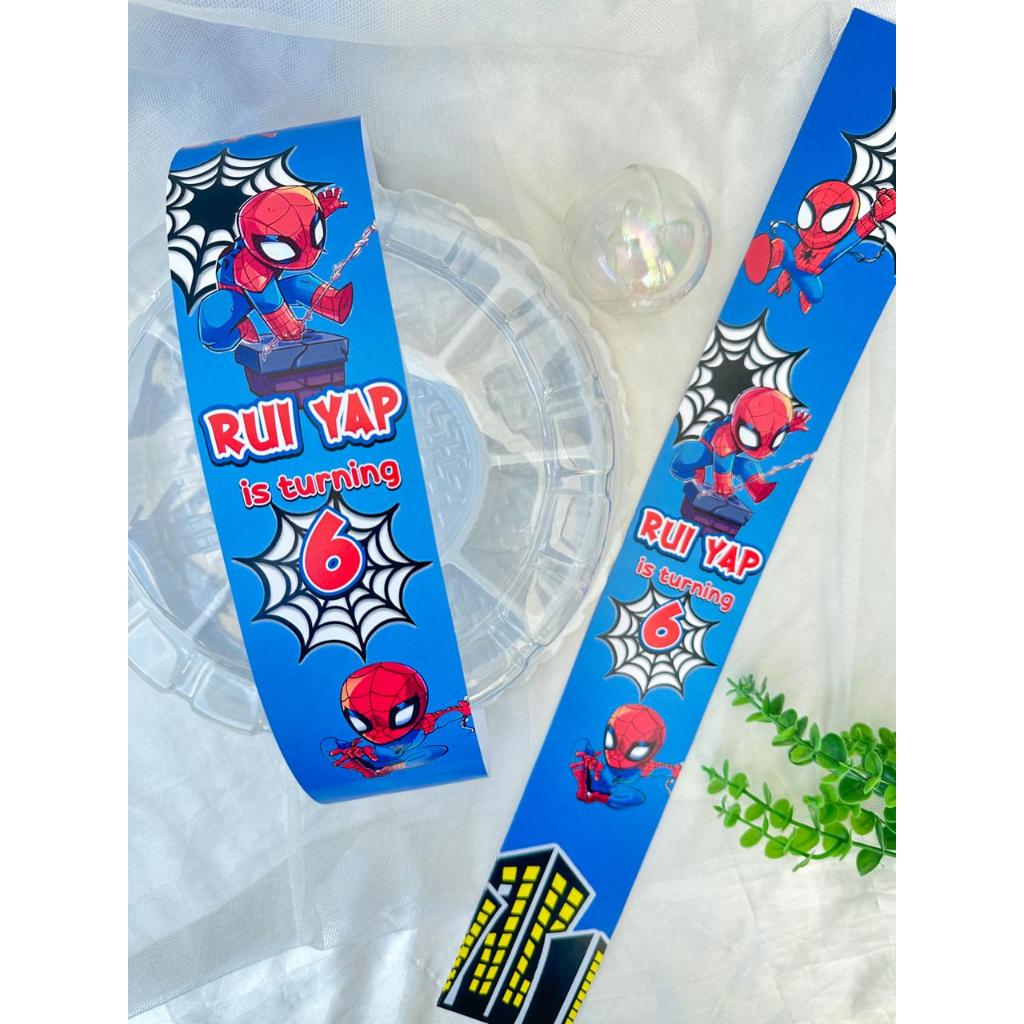 

Spiderman - Label Sleeve Dus Packing / Bento / Nasi Kotak Birthday / Hampers Ulang Tahun / Koper