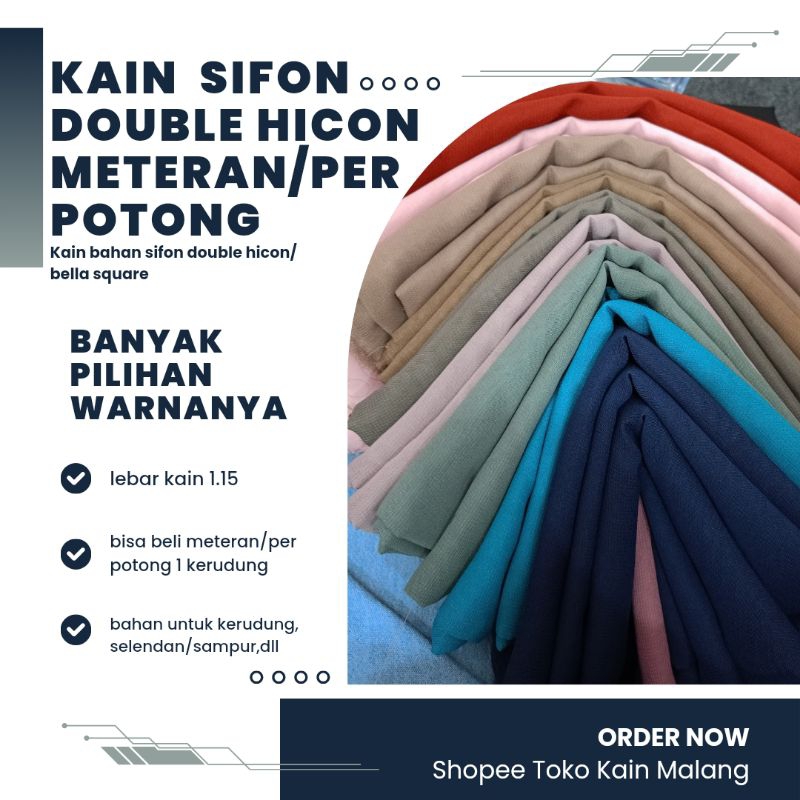 KAIN CHIFFON | KAIN SIFON DOUBLE HICON/BAHAN SIFON HICON/BAHAN KERUDUNG BELLA SQUARE/BAHAN SELENDANG