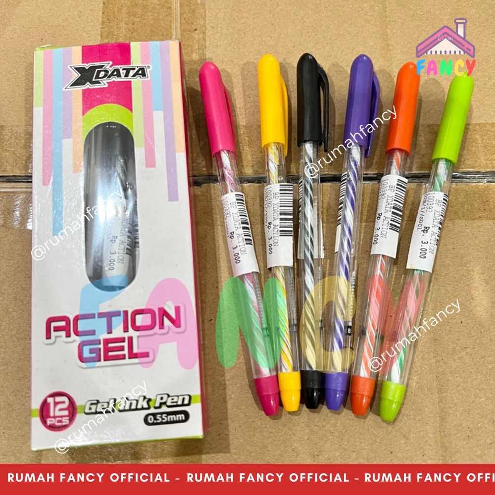 

[GROSIR] 1 LUSIN isi 12 PCS Pulpen X-DATA ACTION GEL Tinta HITAM / Bolpen / Ballpoint / Ballpen Gel buka tutup 0.55 mm