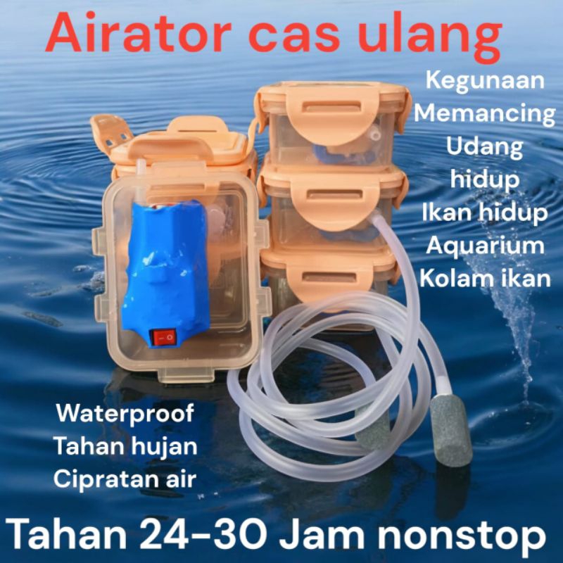 Aerator charger tahan 24-30 Jam nonstop, Aerator udang, Aerator mancing, Aerator aquarium,Aerator ch