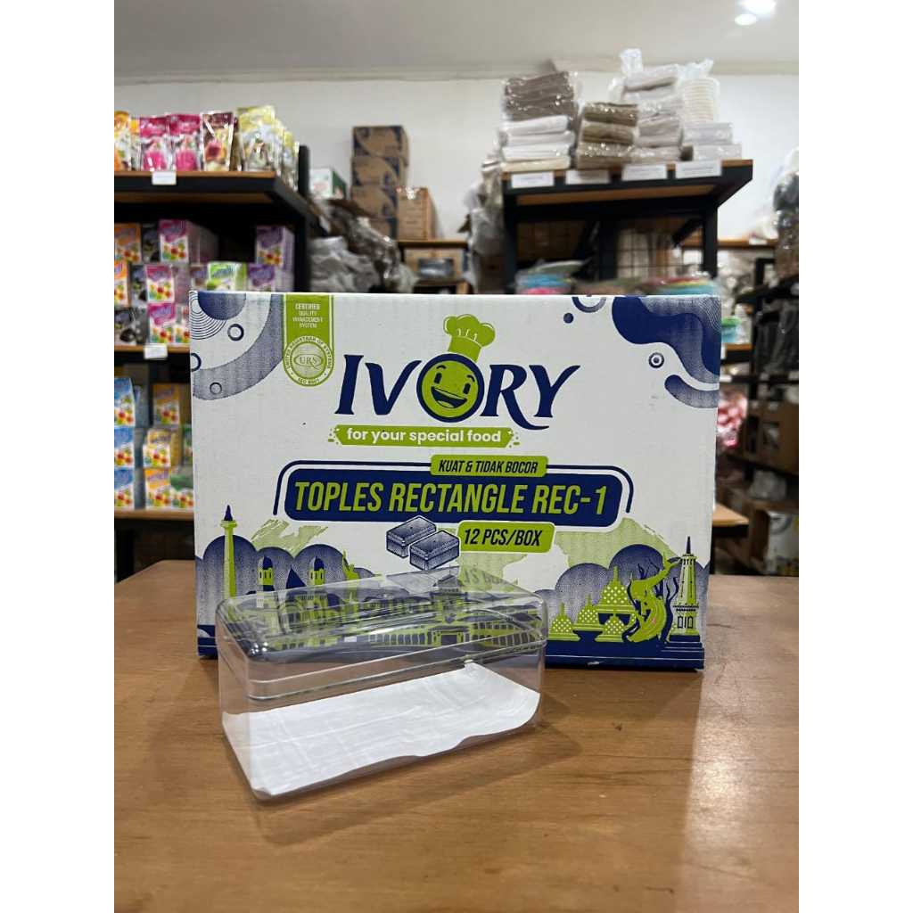 Toples kue kering ivory rectangle toples kue kering persegi panjang toples RECT merk ivory