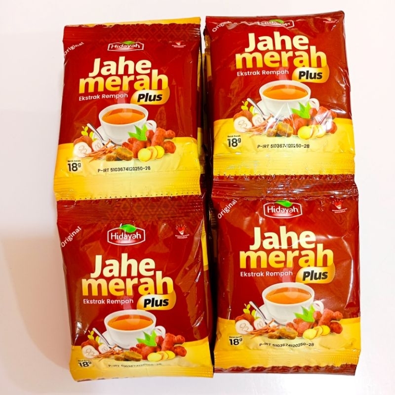 

Jahe Merah Plus Hidayah 18gram Isi 10 Sachet