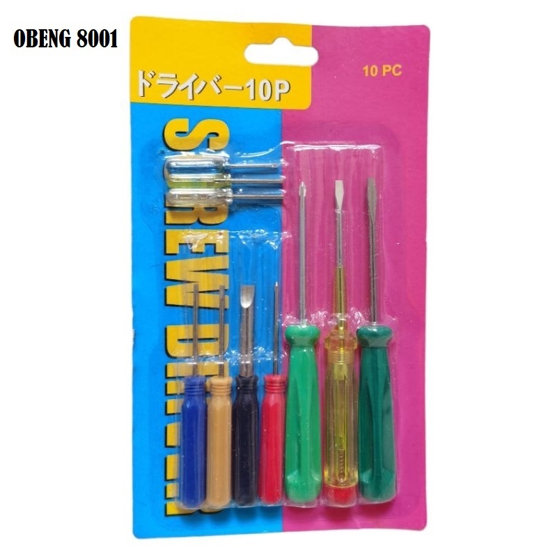 Set Obeng Kecil Murah dengan 10Pcs Isi 8001 Lengkap / Obeng 1 SET isi  10 pcs 8001 / OBENG HP SET