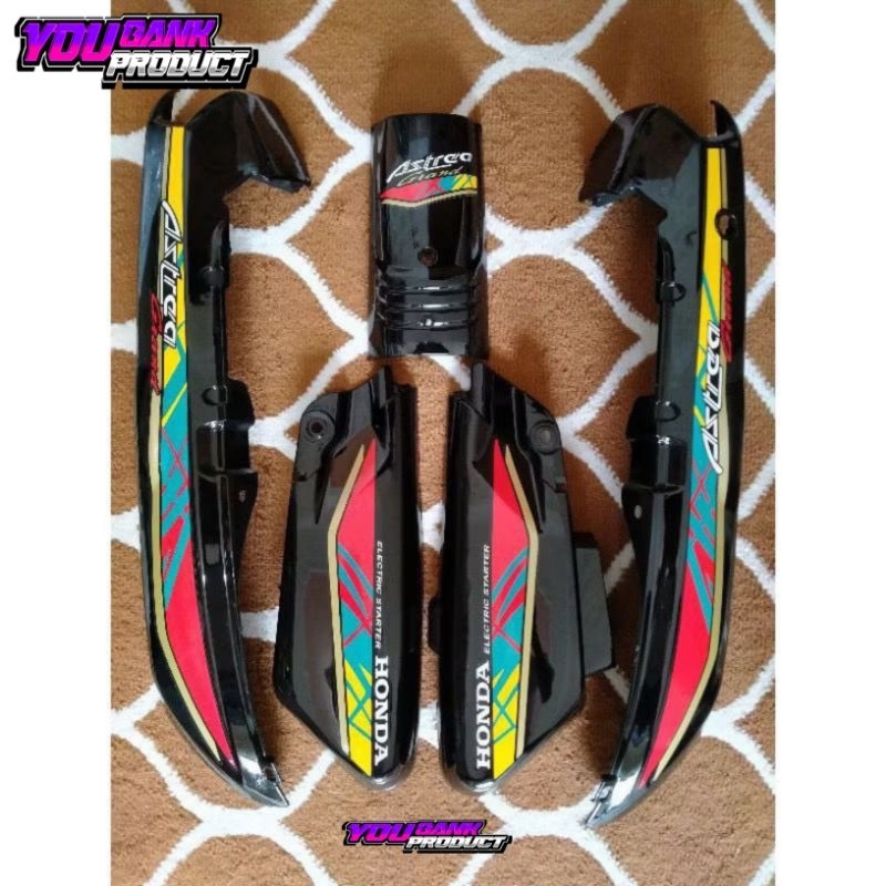 Cover body set astrea grand bulus setriping merah kuning 93 honda astrea grand pacul grand bulus