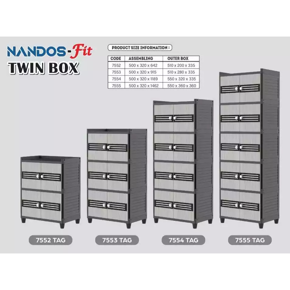 RTY Nandos Fit Twin Box Lemari Pakaian / Lemari Plastik / Lemari Susun 3 Susun 4 susun 5 susun Motif