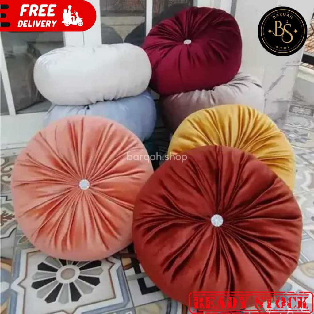 Bantal sofa round pillow bulat kancing PERMATA Bantal Bulat Labu Terbaik Bantal Labu Kancing Kristal