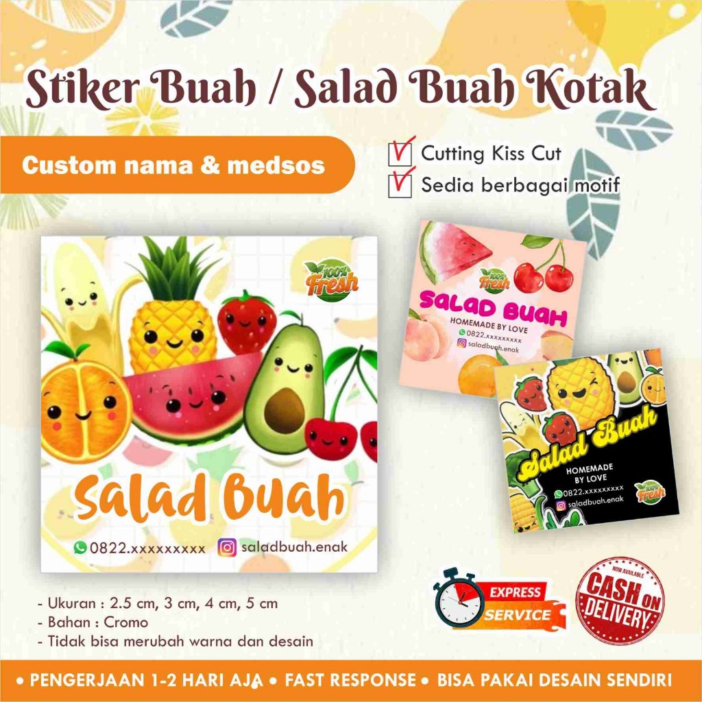 

Stiker Salad Buah Cromo / Label kotak / Stiker kemasan makanan / Label Makanan