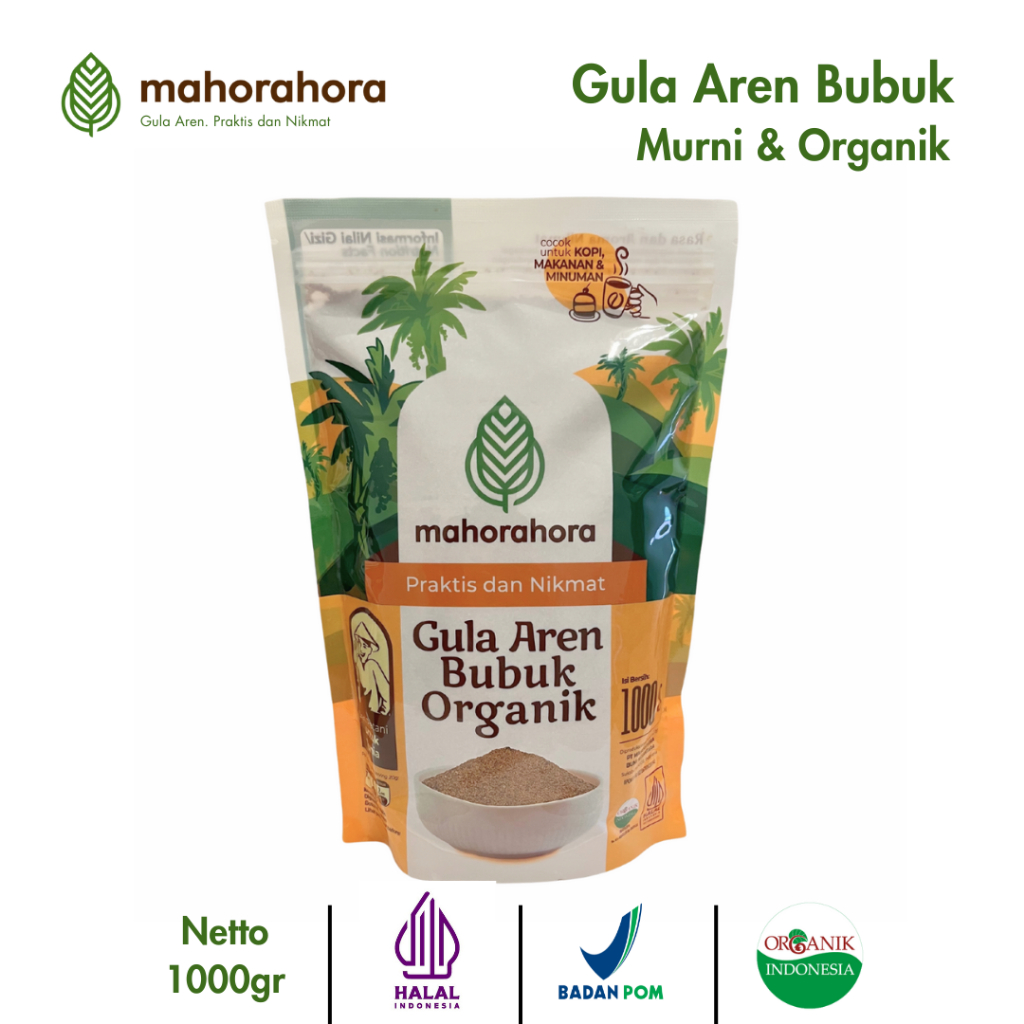 

Mahorahora Gula Aren Bubuk 1 Kg (Palm Sugar/ Gula Semut) Organik, Premium, Low GI, Sertifikasi