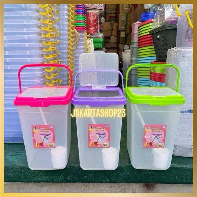 Lovenia - Toples Es Buah 25 Liter + Gayung / Aquarium Es Kelapa / Toples Air Es Kontainer Es Buah 25