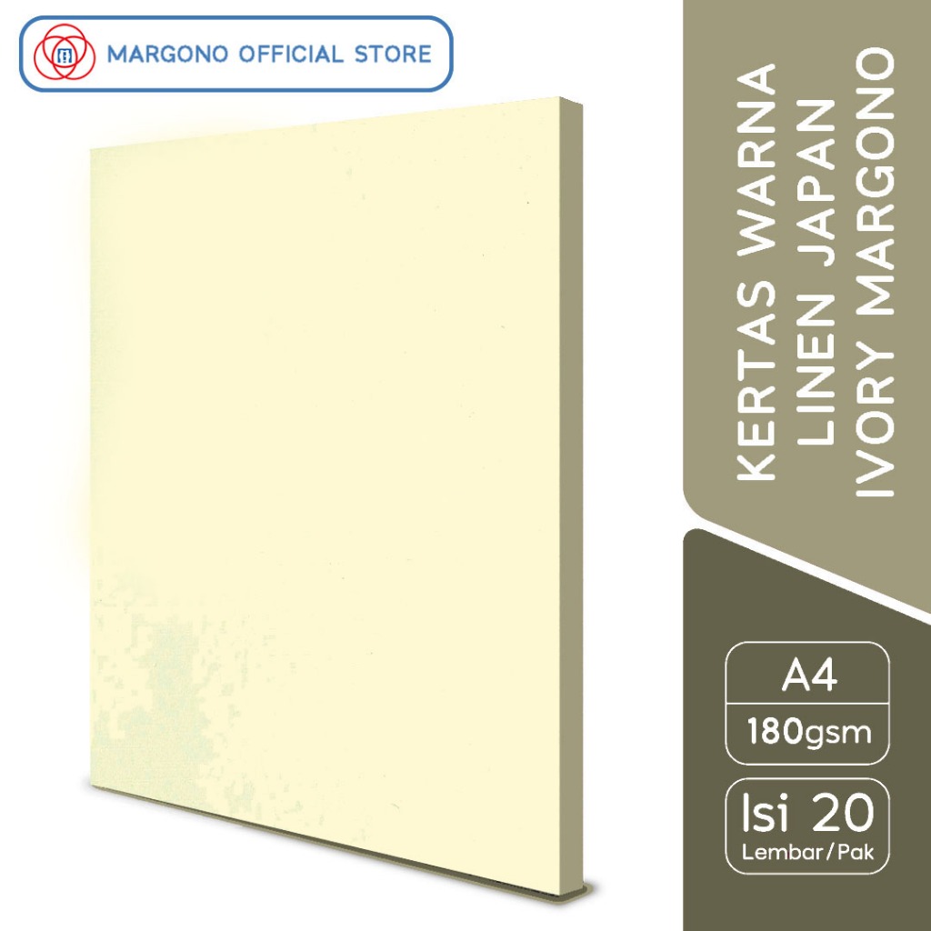 

Margono Kertas Warna A4 Linen Japan Ivory 180 gsm - 20 Lembar