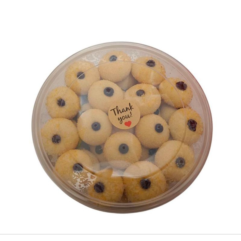 

Kue kering homemade kemasan thinwall bulat 750ml Kuker monde susu toping chocochip