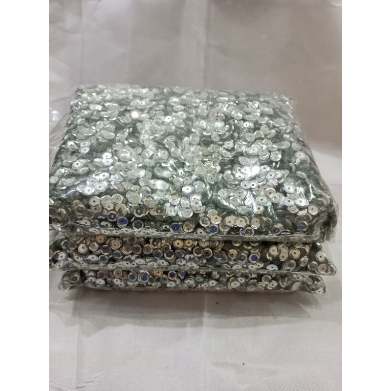 Payet Ramboci Piring Cekung 6mm/Payet Ramboci Perak/Sequin